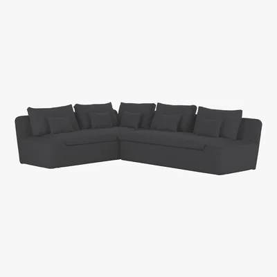 Habitat Kasha Charcoal Grey Textured FaBric Right-Arm Corner Sofa, Charcoal