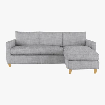 Habitat Chester Black & White Italian Woven FaBric 3 Seat Chaise Sofa, Black And White