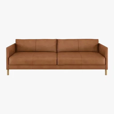 Habitat Hyde Tan Premium Leather 3 Seater Sofa Bed, Wooden Legs, Tan