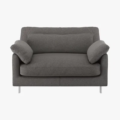 Habitat Cuscino Charcoal Grey Tweed Wool Mix Compact Sofa, Charcoal