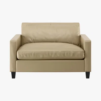 Habitat Chester Stone Leather Compact Sofa, Dark Stained Feet, Stone