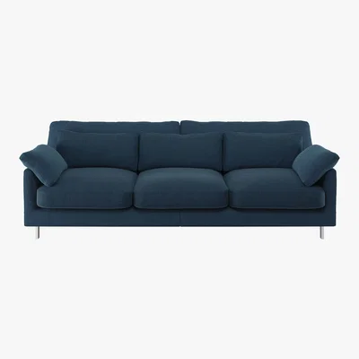 Habitat Cuscino Navy Blue Herringbone Wool Mix 3 Seater Sofa, Navy