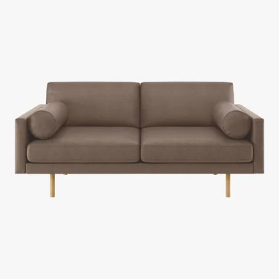 Habitat Spencer Light Brown Luxury Leather 2 Seater Sofa, Oak Legs, Light Brown