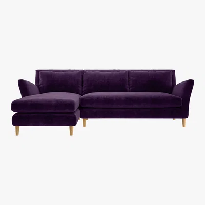 Habitat Keele Purple Velvet Left -Arm Chaise Sofa, Purple