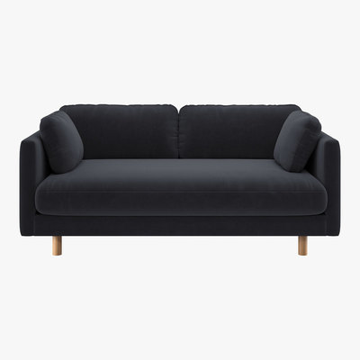 Habitat Mori Charcoal Grey Velvet 2 Seater Sofa, Charcoal