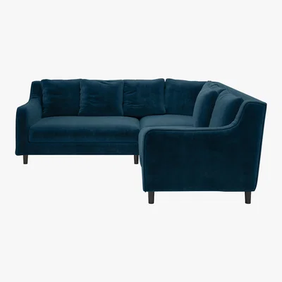 Habitat Swift Blue Velvet Reversible Corner Sofa, Blue