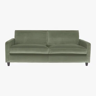 Habitat Chester Sage Green Velvet 3 Seater Sofa, Dark Stained Feet, Green Green
