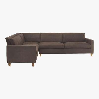 Habitat Chester Chocolate Brown Luxury Leather Right-Arm Corner Sofa, Dark Brown