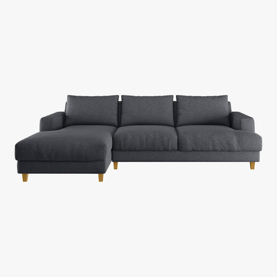Habitat Wiltons Charcoal Grey Wool Left Hand Chaise Sofa, Charcoal