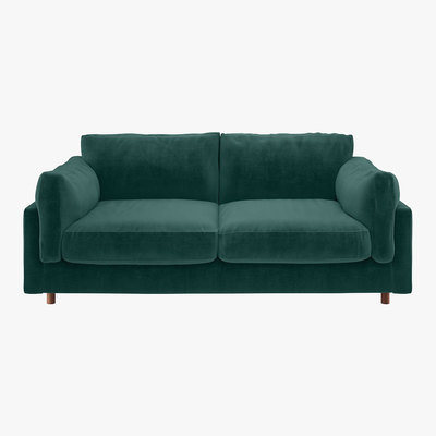 Habitat Elkin Emerald Green Velvet 3 Seat Sofa, Green