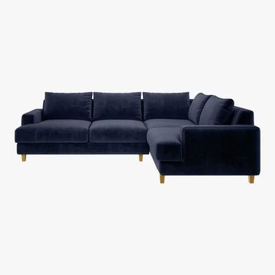Habitat Wiltons Blue Velvet Left Hand Corner Sofa, Dark Blue