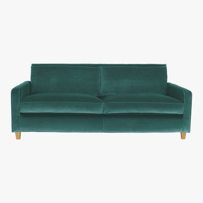 Habitat Chester Emerald Green Velvet 3 Seater Sofa, Oak Stained Feet, Green