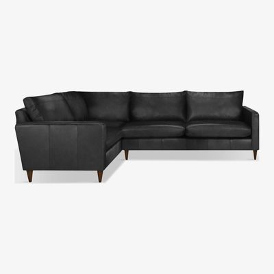 John Lewis John Lewis & Partners Bailey Leather LHF Corner End Sofa, Dark Leg