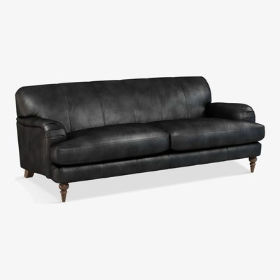 John Lewis John Lewis & Partners Harrogate High Back Grand 4 Seater Leather Sofa, Dark Leg