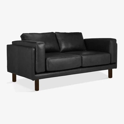 John Lewis Design Project by John Lewis No.002 Medium 2 Seater Leather Sofa, Dark Leg