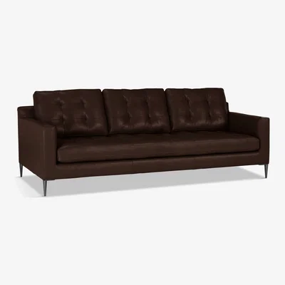 John Lewis John Lewis & Partners Draper Grand 4 Seater Leather Sofa, Metal Leg