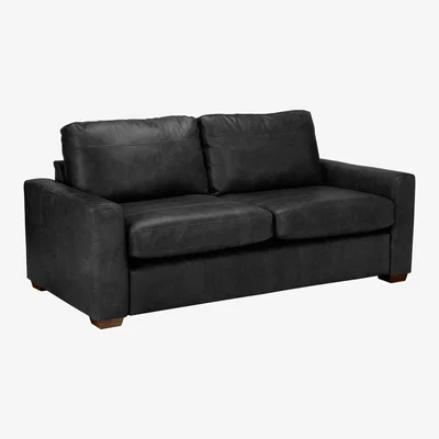 John Lewis House by John Lewis Oliver Leather Large 3 Seater Sofa, Dark Leg