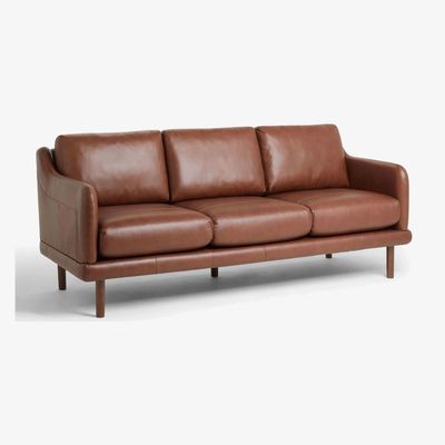 John Lewis House by John Lewis Sweep Large 3 Seater Leather Sofa, Dark Leg, Contempo Castanga