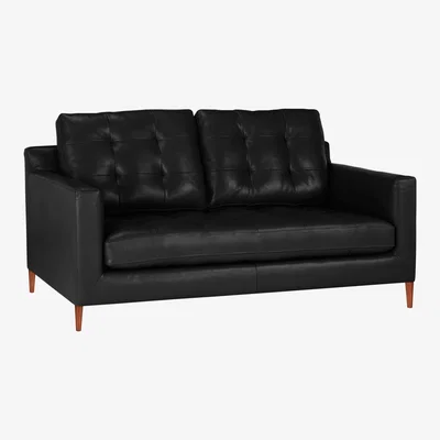 John Lewis John Lewis & Partners Draper Leather Medium 2 Seater Sofa, Dark Leg