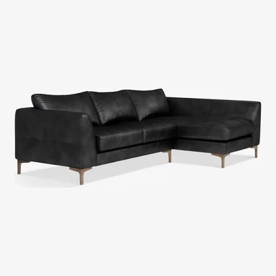 John Lewis John Lewis & Partners Belgrave RHF Chaise End Leather Sofa, Dark Leg