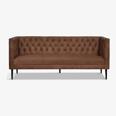 John Lewis Halo William Large 3 Seater Leather Sofa, Napinha Chocolate