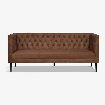 John Lewis Halo William Large 3 Seater Leather Sofa, Napinha Chocolate