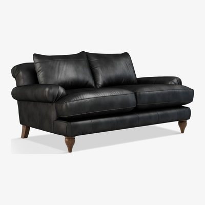John Lewis Croft Collection Findon Medium 2 Seater Leather Sofa, Dark Leg