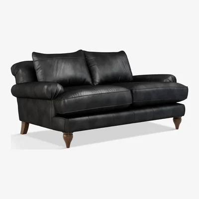 John Lewis Croft Collection Findon Medium 2 Seater Leather Sofa, Dark Leg