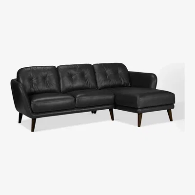 John Lewis House by John Lewis Arlo LHF Chaise End Leather Sofa, Dark Leg