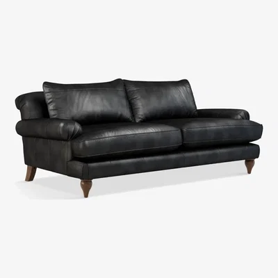 John Lewis Croft Collection Findon Grand 4 Seater Leather Sofa, Dark Leg