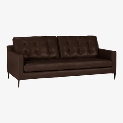 John Lewis John Lewis & Partners Draper Large 3 Seater Leather Sofa, Metal Leg