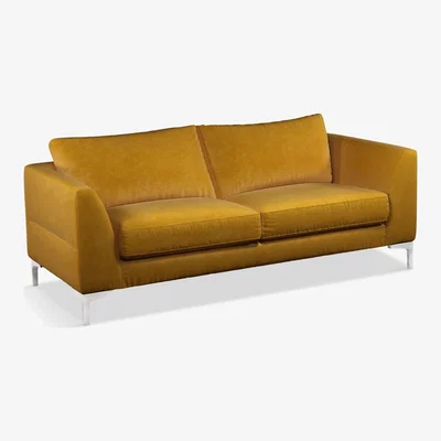 John Lewis John Lewis & Partners Belgrave Large 3 Seater Velvet Sofa, Metal Leg, Aquaclean Harriet Mustard