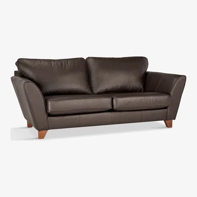 John Lewis John Lewis & Partners Oslo Large 3 Seater Leather Sofa, Dark Leg, Destroyed Black