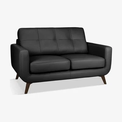 John Lewis John Lewis & Partners Barbican Leather Small 2 Seater Sofa, Dark Leg