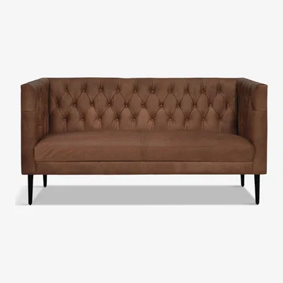 John Lewis Halo William Medium 2 Seater Leather Sofa, Napinha Chocolate