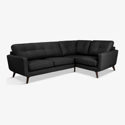 John Lewis John Lewis & Partners Barbican Leather RHF Corner End Sofa, Dark Leg