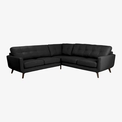 John Lewis John Lewis & Partners Barbican Leather Corner Sofa, Dark Leg
