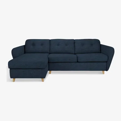 John Lewis House by John Lewis Arlo LHF Chaise End Sofa Bed, Light Leg, Erin Midnight