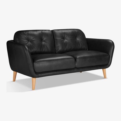 John Lewis House by John Lewis Arlo Medium 2 Seater Leather Sofa, Dark Leg