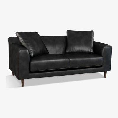 John Lewis John Lewis & Partners Billow Large 3 Seater Leather Sofa, Dark Leg