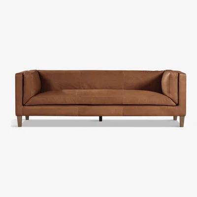 John Lewis Halo Spencer Large 3 Seater Leather Sofa, Napinha Camel