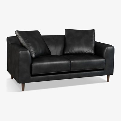 John Lewis John Lewis & Partners Billow Medium 2 Seater Leather Sofa, Dark Leg