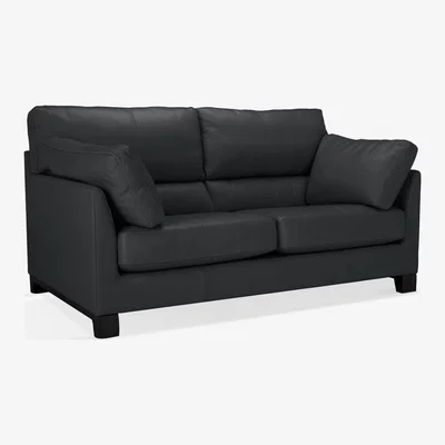 John Lewis John Lewis & Partners Ikon High Back Medium 2 Seater Leather Sofa, Dark Leg