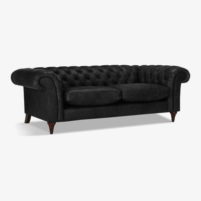 John Lewis John Lewis & Partners Cromwell Chesterfield Leather Grand 4 Seater Sofa, Dark Leg