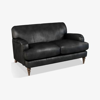 John Lewis John Lewis & Partners Harrogate High Back Small 2 Seater Leather Sofa, Dark Leg