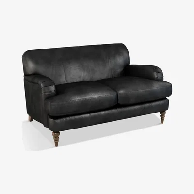 John Lewis John Lewis & Partners Harrogate High Back Small 2 Seater Leather Sofa, Dark Leg