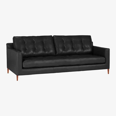 John Lewis John Lewis & Partners Draper Leather Large 3 Seater Sofa, Dark Leg