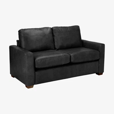 John Lewis House by John Lewis Oliver Leather Small 2 Seater Sofa, Dark Leg