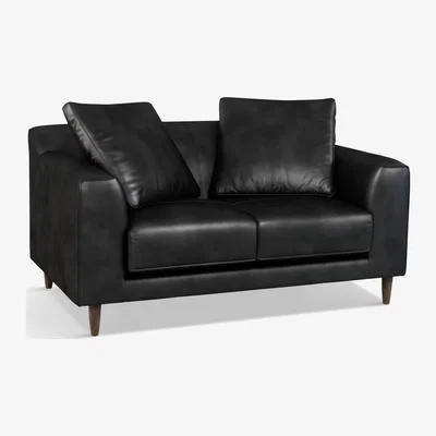John Lewis John Lewis & Partners Billow Small 2 Seater Leather Sofa, Dark Leg