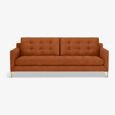 John Lewis John Lewis & Partners Draper Large 3 Seater Velvet Sofa, Metal Leg, Lucca Sienna